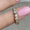 Gold plated zircon row ring with gradient round stones in a delicate bezel setting - US 7 / Gold + White Zirconia