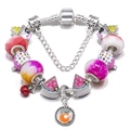 Pandora style snake chain bracelet with colorful summer fruit charms and glass beads - 16cm / Summer Fruit Series (004款)