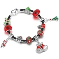 Christmas charm bracelet with black braided rope and festive holiday pendants - 16cm / Style 001