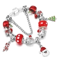 Weihnachts-Bettelarmband in Silber mit Weihnachtsmann und Tannenbaum-Anhänger - 16cm / Weihnachtselemente-Stil (002)