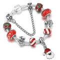 Weihnachtsarmband mit Weihnachtsmann-Anhängern und roten Perlen an einer Schlangenkette - Weihnachtszuckerstangen-Stil (008)