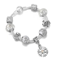Silbernes Schlangenarmband mit festlichen Weihnachtsanhängern und Schneeflocken - Stil 015