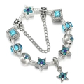 Sparkling star and blue crystal snake chain bracelet with elegant safety chain detail - Blue Square Crystal Star Style (010)