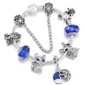 Bracciale in argento con ciondoli Australia, perline di cristallo blu e canguro - Tema Australia Koala Canguro (Stile 012)