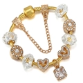 Bracciale a serpente dorato con ciondoli a cuore e pendente in cristallo scintillante - Ciondolo Quadrato in Strass (011)