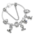 Bracelet maille serpent argent avec breloques animaux et pendentif koala sur blanc - Style Thème Animal Koala (005)