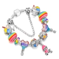 Bracelet à breloques émaillées avec pendentif glace et gravure Happy Birthday - Style Émail Arc-en-Ciel Joyeux Anniversaire (Modèle 006)