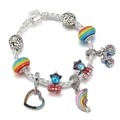 DIY charm bracelet with rainbow enamel beads and tree of life pendants on white cord - White Cord Life Tree Colorful Style (013)