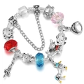 Bracciale colorato con ciondolo unicorno, perline in cristallo e pendenti a fumetti - Animale in Cristallo a Tre Colori (Stile 015)
