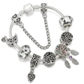 Silver beaded bracelet with butterfly charms and dreamcatcher tree of life pendant - 16cm / Tree of Life Dreamcatcher (002)