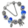 Starry sky themed bracelet with dreamcatcher, crown charms and blue zircon beads - Style 007