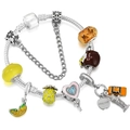 Silver snake chain bracelet with New York city charms and tropical fruit glass beads - New York City Travel (015)