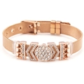 Bracelet en maille or rose style montre pour couples avec charmes en cristal étincelants - Or Rose (DL001)