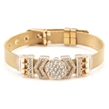 Bracelet en maille dorée avec accents de cristaux et boucle réglable pratique - Or (DL002)