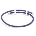 Navy blue braided leather cord bracelet with adjustable silver sliding metal accents - Dark Purple Silver Buckle / 16cm