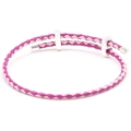 Pink and rose red woven leather cord bracelet with adjustable silver sliding metal clasp - Pink and Rose Red with Silver Buckle / 16cm
