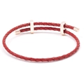 Red braided leather bracelet with rose gold sliding clasp and adjustable cord - Red Rose Gold Buckle (款式026) / 16cm
