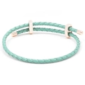 Mint green braided leather bracelet with rose gold adjustable sliders and end caps - Mint Green Rose Gold Buckle / 16cm