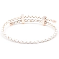Adjustable white braided leather bracelet featuring elegant rose gold metal accents - White With Rose Gold Clasp / 16cm