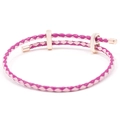 Pink and magenta woven PU leather bracelet with adjustable rose gold slide clasp - Pink and Rose Red Patchwork Gold Buckle / 16cm