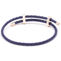 Dark blue braided leather bracelet with rose gold metal sliders and adjustable closure - Dark Blue Rose Gold Buckle / 16cm