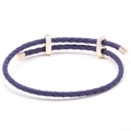 Adjustable blue braided leather bracelet with elegant gold sliders for women - Blue Gold Buckle (Style 015) / 16cm