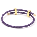 Dark purple braided PU leather bracelet with gold sliding clasps and adjustable closure - Purple Gold / 16cm