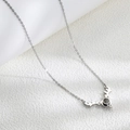 Silver-colored elk antler pendant necklace with sparkling stone on titanium steel chain - Silver