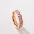 Rose gold eternity ring featuring channel-set pink baguette-cut zircon crystals - US 4 / Pink Rhinestone & Rose Gold
