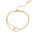Cavigliera asimmetrica placcata in oro 18 carati con catene a sfere e a maglia quadra - Oro rosa