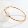Elegant rose gold snake chain bracelet with sparkling crystal pave centerpiece - Rose Gold