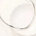 Silver titanium tassel necklace with snake chain and three sparkling round crystals - Silver - Triple Zirconia Snake Chain