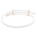 White braided leather bracelet with rose gold adjustable slides and metallic end caps - White With Rose Gold Clasp / 16cm