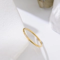 Minimalist 18k rose gold titanium ring with three tiny diamonds on stone base - US 4 / Gold