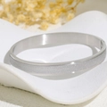 Minimalist matte titanium steel bangle with polished edges on a white wavy tray - Men's Frosted Style (D14) / Silver