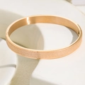 Minimalist matte frosted titanium steel bangle with polished edges and folding clasp - Women's Frosted Style (D15) / Rose Gold