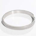 Close-up of matte silver titanium steel bangle featuring a sparkly glitter finish and hinge - Women's Frosted Style (D15) / Silver