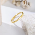 Close-up of golden hammered faceted stainless steel ring on white crystal stone - US 7 / Square Faceted Hammered Style (B270)