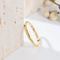 Macro shot of geometric faceted gold titanium ring on textured stone with dry flowers - US 7 / Rectangular Faceted Style (B253)