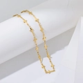 Hip hop punk cross necklace in gold titanium steel with minimalist pendant links - Gold