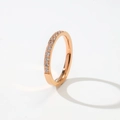 Elegant rose gold titanium steel ring with ten sparkling diamonds in a row setting - US 5 / Rose Gold