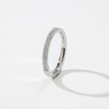 Classic titanium steel eternity ring with shimmering crystal accents on white background - US 5 / Silver