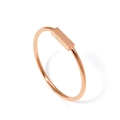 Macro detail of minimalist 18K rose gold rectangle bar ring with polished finish - US 5 / Rose Gold