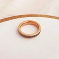 Minimalist rose gold ring with black ceramic inlay and modern geometric design - US 5 / Rose Gold (Black Rhinestone)