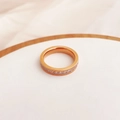 Elegant rose gold plated stackable ring featuring channel set white crystals - US 5 / Rose Gold (White Rhinestone)