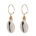 Bohemian gold hoop earrings featuring natural cowrie shells for summer beach vacations - Gold Wire Wrapped Cowry Style (Style 6)