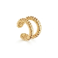 Nahaufnahme der 14K vergoldeten doppelten Ohrmanschette mit gedrehter Spiralstruktur - Goldene Doppelstrickspirale (A10-1-2-11)