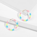 Detailed close-up of rainbow polymer clay hoop earrings with vibrant candy colors - Rainbow Multi-color (21227_1)