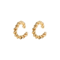 Classic gold twisted rope C-shaped ear cuff earrings with a minimalist textured finish - Style 1 (21262) / Gold