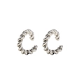 Minimalist silver alloy twisted C-shaped clip-on earrings with polished texture - Style 2 (21262) / Silver